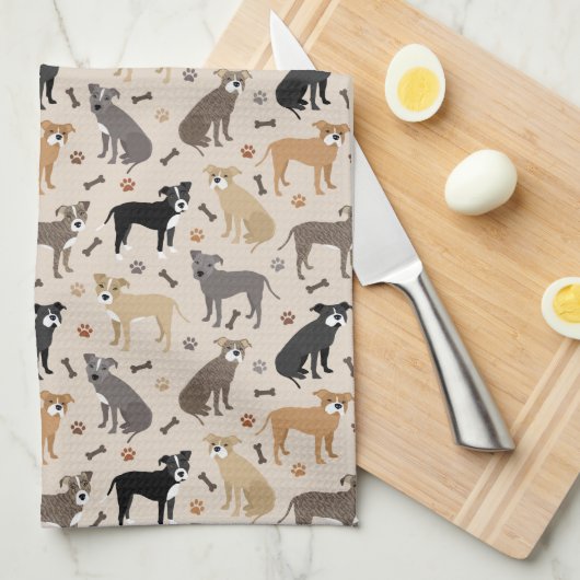 Serviette de cuisine Pitbull Paws and Bones (Quart Plié)