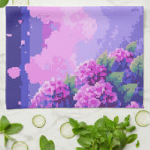 Serviette de cuisine Pixel Art avec Hydrangea (Plié)