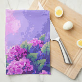 Serviette de cuisine Pixel Art avec Hydrangea (Quart Plié)