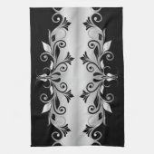 Serviette de cuisine - Plats Noir et Argent (Vertical)
