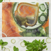 Serviette de cuisine pointillée orange (Plié)