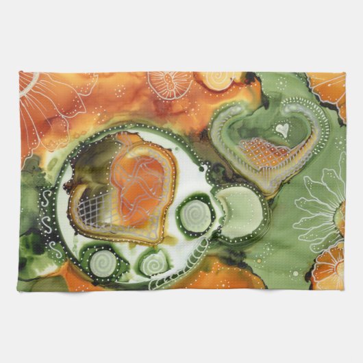 Serviette de cuisine pointillée orange (Horizontal)