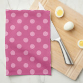Serviette de cuisine pois fuchsia rose (Quart Plié)