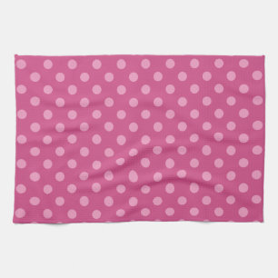 Serviette de cuisine pois fuchsia rose