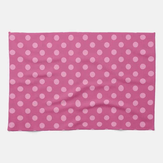 Serviette de cuisine pois fuchsia rose (Horizontal)