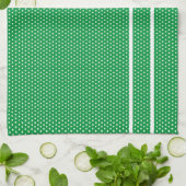 Serviette De Cuisine Pois Verte Et Blanche (Plié)