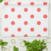 Serviette de cuisine Polka blanche et rouge (Plié)