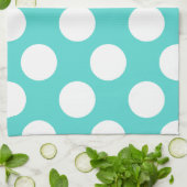 Serviette de cuisine Polka Dot Turquoise et blanch (Plié)