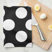 Serviette de cuisine Polka large en noir et blanc (Quart Plié)