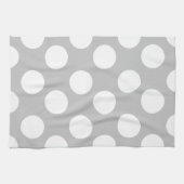 Serviette de cuisine Polka large gris et blanc (Horizontal)