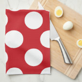 Serviette de cuisine Polka large rouge et blanc (Quart Plié)