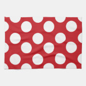 Serviette de cuisine Polka large rouge et blanc (Horizontal)