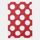 Serviette de cuisine Polka large rouge et blanc (Vertical)