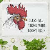 Serviette De Cuisine Poulet Bénir Tous Ceux Qui (Plié)