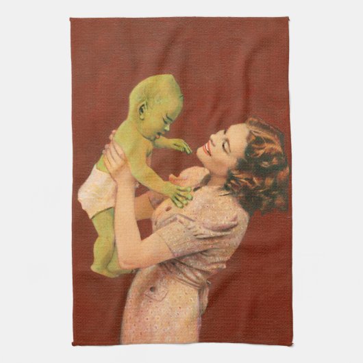 Serviette de cuisine pour bébé Alien vintage (Vertical)