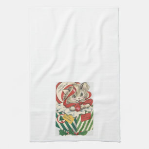 Serviette de cuisine pour chaton de Noël vintage a