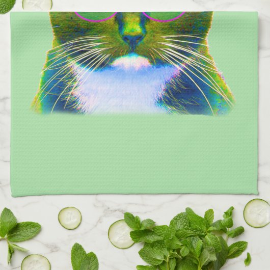 Serviette de cuisine pour chats cool (Plié)