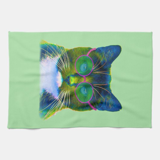 Serviette de cuisine pour chats cool (Horizontal)