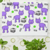 Serviette de cuisine pour chats violets (Plié)