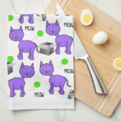Serviette de cuisine pour chats violets (Quart Plié)