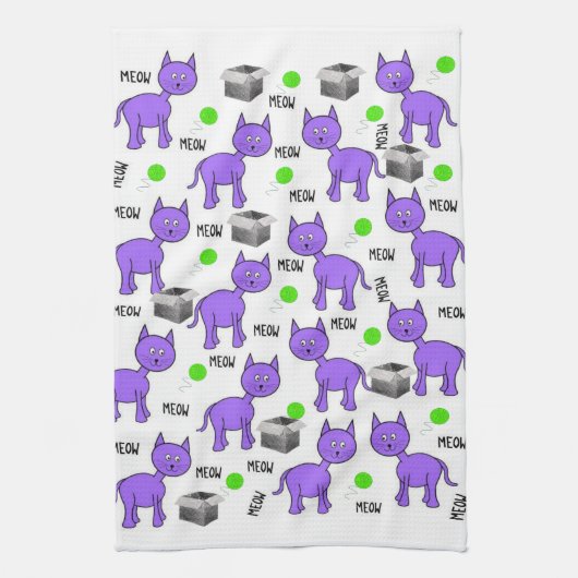 Serviette de cuisine pour chats violets (Vertical)