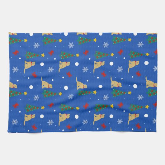 Serviette de cuisine pour chien côtier de Noël (Horizontal)