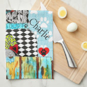 Serviette de cuisine pour chien de race mixte mign (Quart Plié)