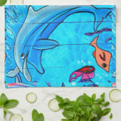serviette de cuisine pour dauphins riant (Plié)