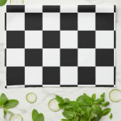 Serviette de cuisine pour échecs noir et blanc (Plié)