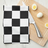 Serviette de cuisine pour échecs noir et blanc (Quart Plié)