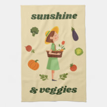 Serviette de cuisine pour enfants Légume et soleil