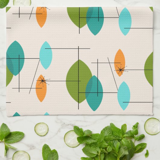 Serviette de cuisine pour Motif rétro atomique mob (Plié)