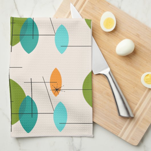 Serviette de cuisine pour Motif rétro atomique mob (Quart Plié)