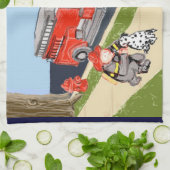 Serviette de cuisine pour pompier et dalmate (Plié)