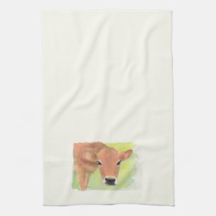 Serviette de cuisine pour vache à l'aquarelle