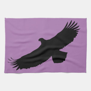 Serviette de cuisine pourpre avec Aigle volant Vot