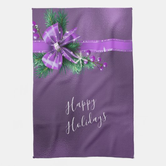 Serviette de cuisine pourpre Bow Holiday (Vertical)
