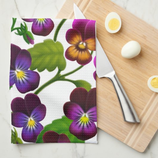 Serviette de cuisine pourpre de jardin de pensée (Quart Plié)