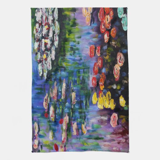 Serviette de cuisine pourpre de nénuphars de Monet (Vertical)