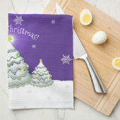 Serviette de cuisine pourpre Snowy Christmas Tree (Quart Plié)