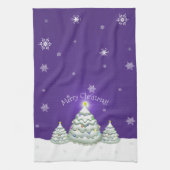 Serviette de cuisine pourpre Snowy Christmas Tree (Vertical)
