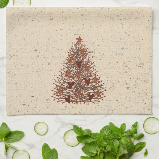 Serviette de cuisine Primitive Christmas Tree (Plié)