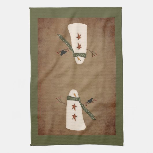 Serviette de cuisine primitive Snowman (Vertical)