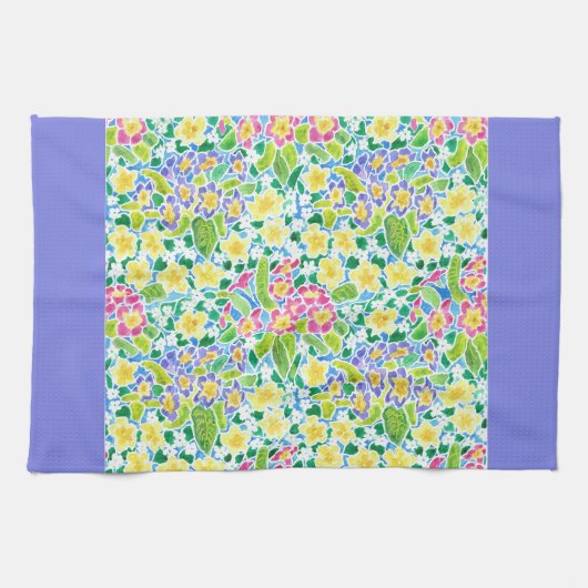 Serviette de cuisine, Primroses de printemps, Bleu (Horizontal)