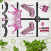 serviette de cuisine queen rose (Plié)