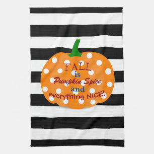 Serviette de cuisine rayée d'épice de citrouille