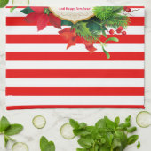 Serviette de cuisine rayée rouge Noël (Plié)