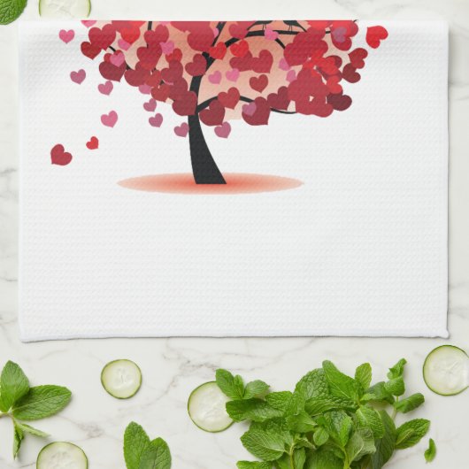 Serviette de cuisine Red Hearts Tree (Plié)