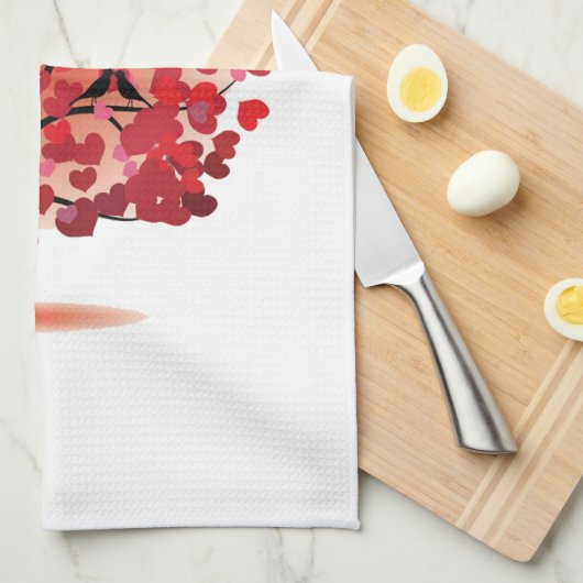 Serviette de cuisine Red Hearts Tree (Quart Plié)
