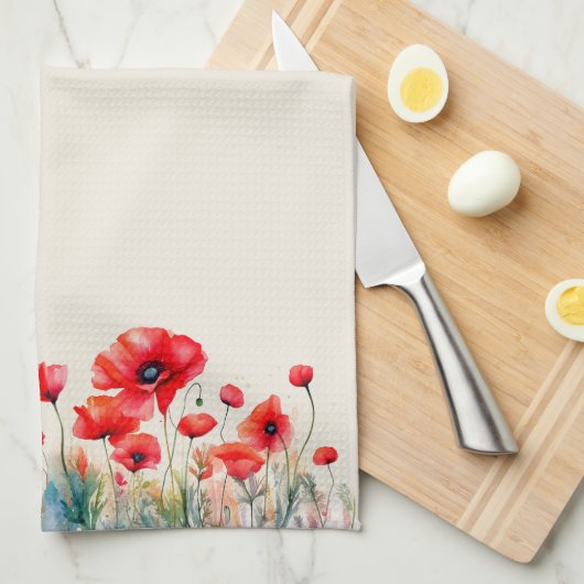 Serviette de cuisine Red Poppies (Quart Plié)